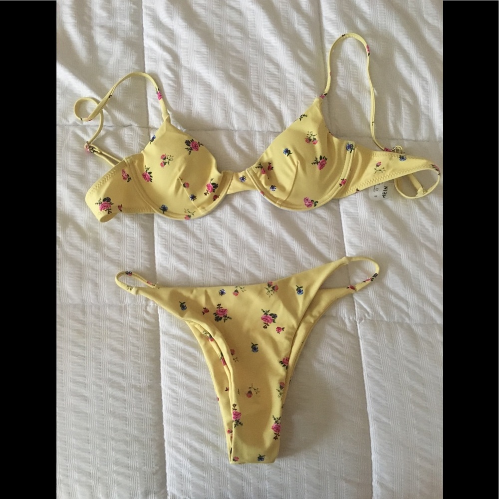 Yellow floral bikini - size small